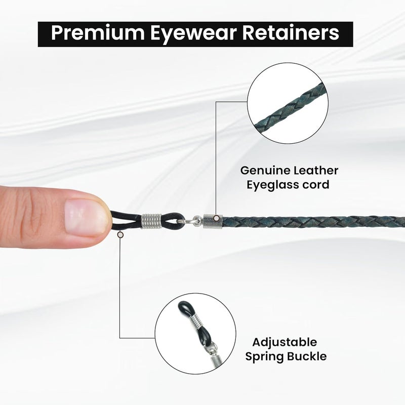GENIQUE Genuine Leather Glasses Strap, Eyeglass Chain,Eye Glasses holders around Neck, Sunglass Strap for Men - Image 2